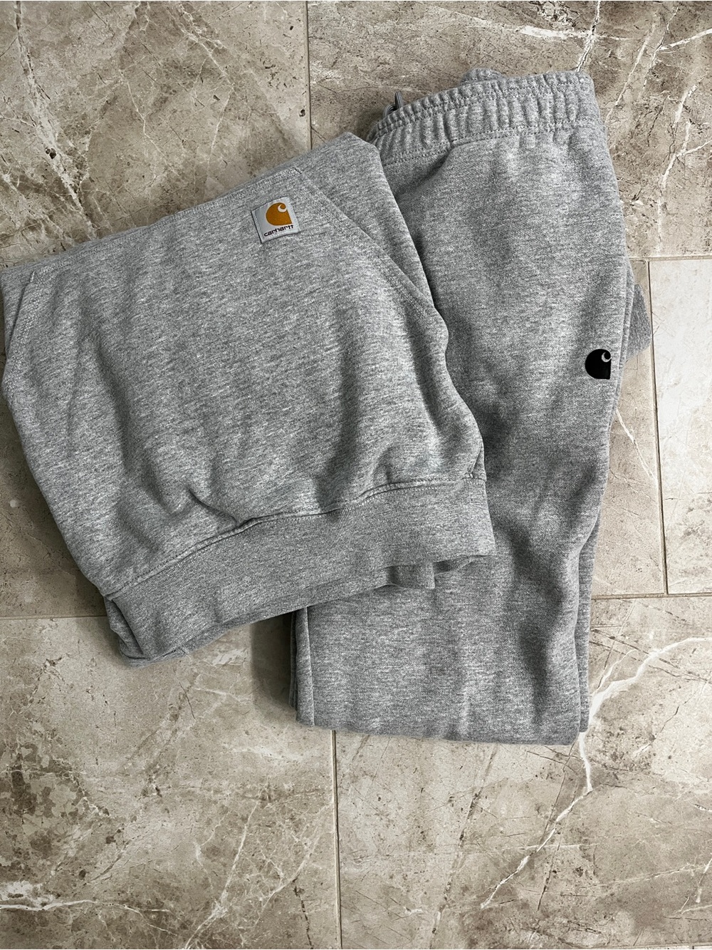 Carhartt Light Gray Pullover Hoodie and sweatpants